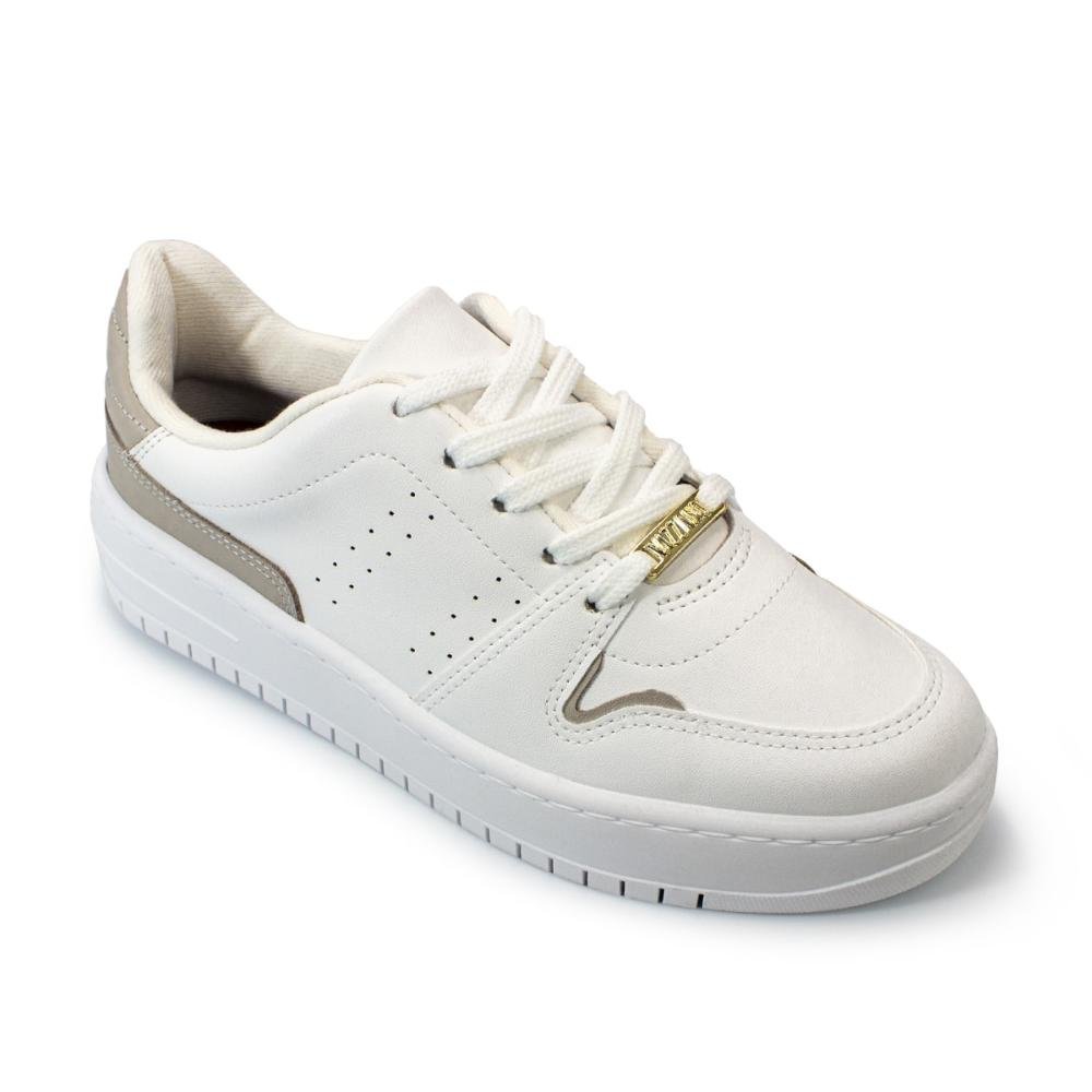 Tênis Vizzano Feminino Pelica Napa Pele Strech Branco/Cinza 2