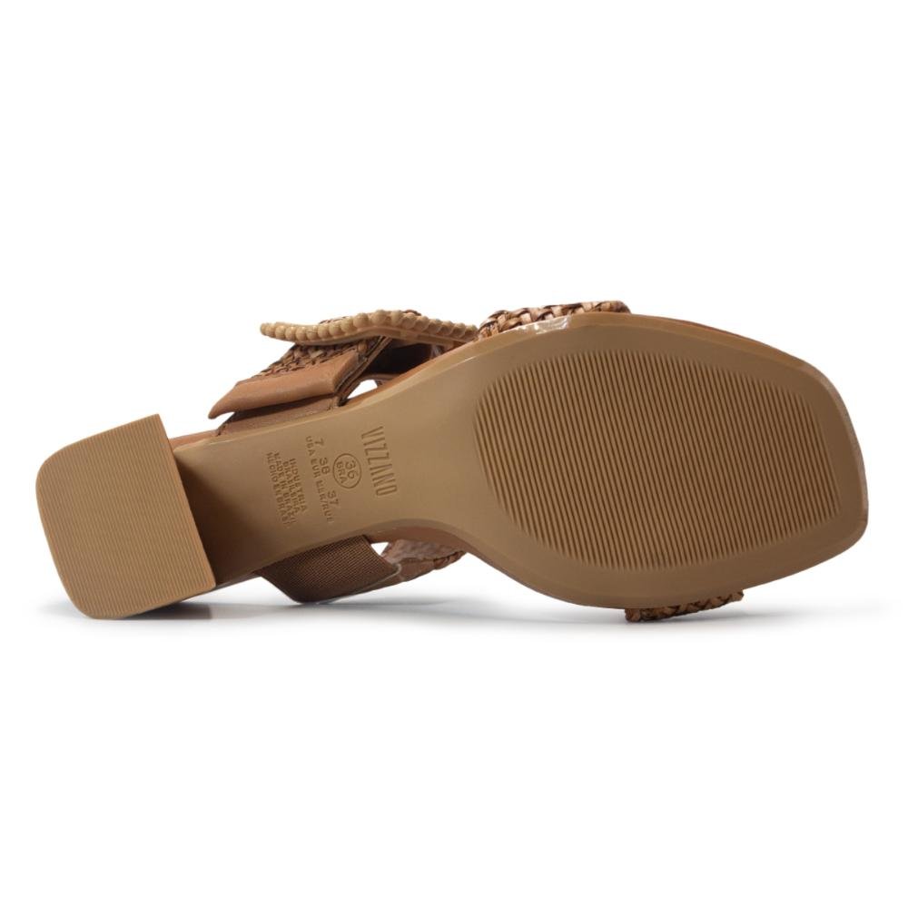 Tamanco Vizzano Feminino Tiras Duplas Salto Bloco 6530.103 Marrom Claro 5
