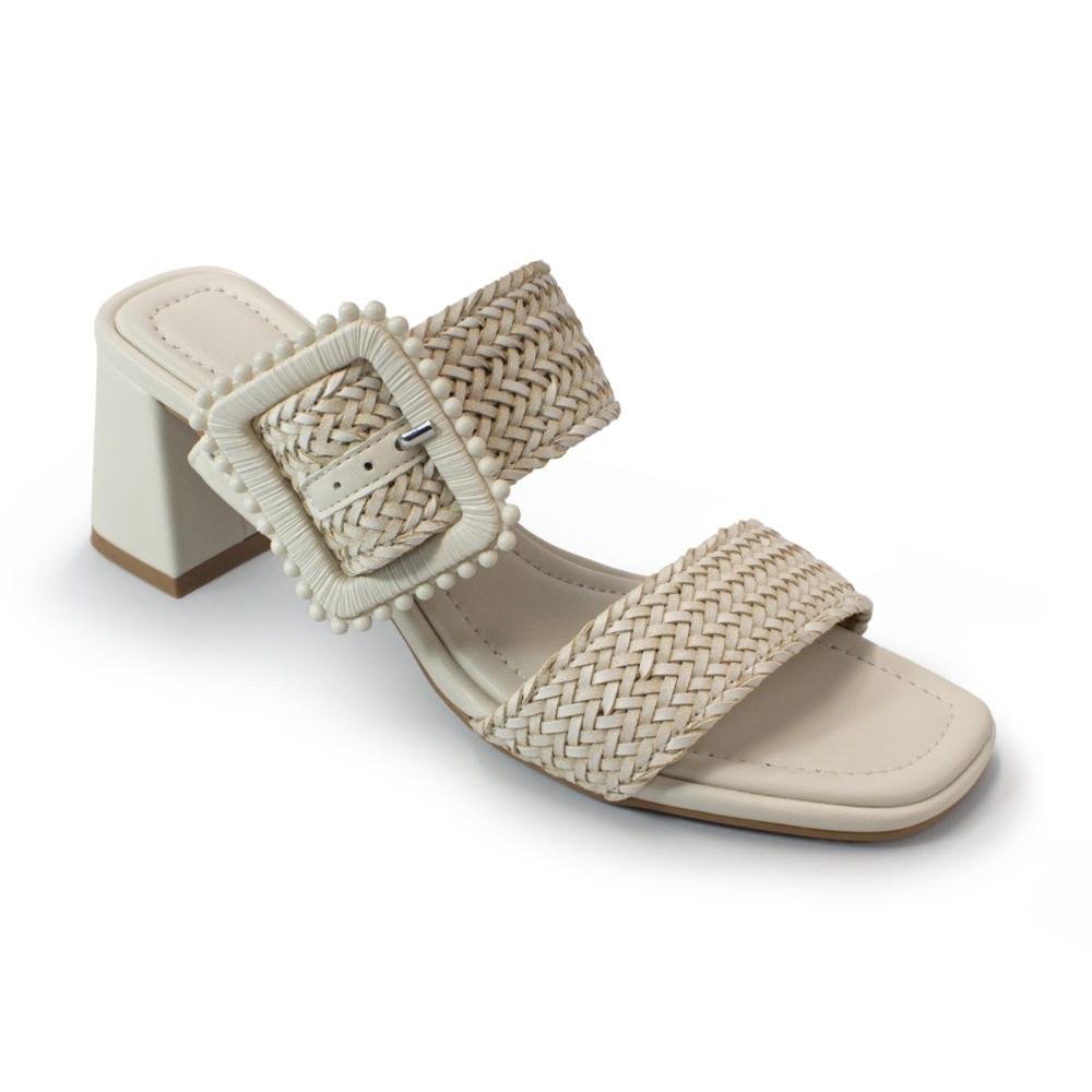 Tamanco Vizzano Feminino Tiras Duplas Salto Bloco 6530.103 Branco 2