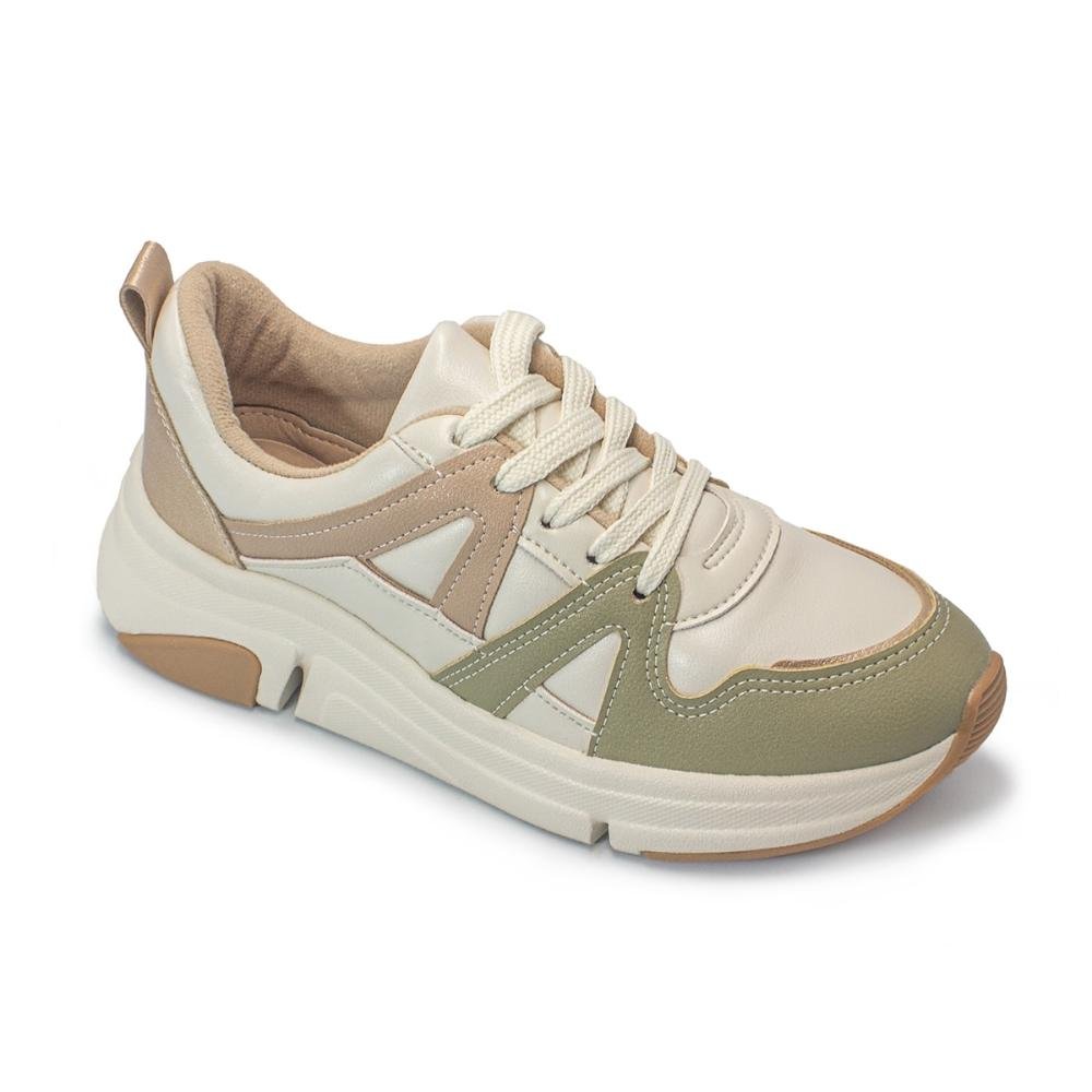 Tênis Modare Feminino Napa Ultraconforto Casual 7401.102 Bege/Verde 2