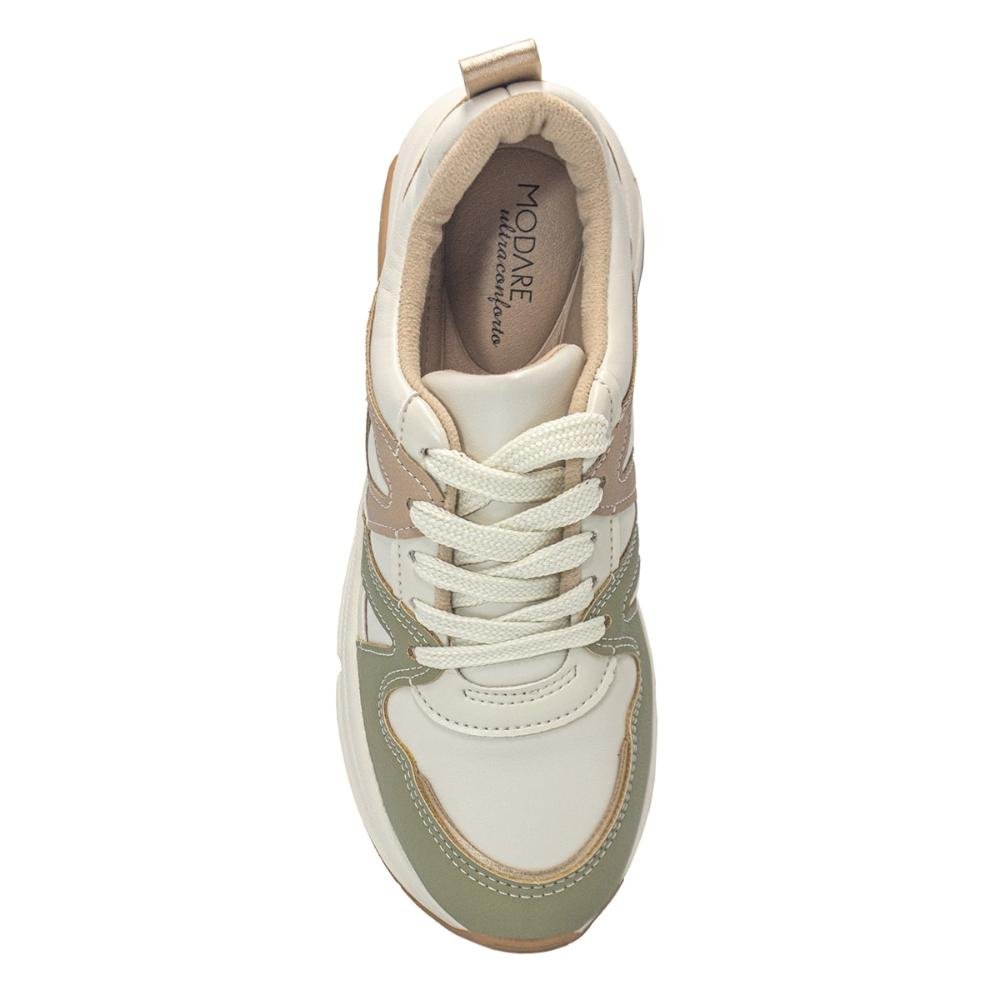 Tênis Modare Feminino Napa Ultraconforto Casual 7401.102 Bege/Verde 3