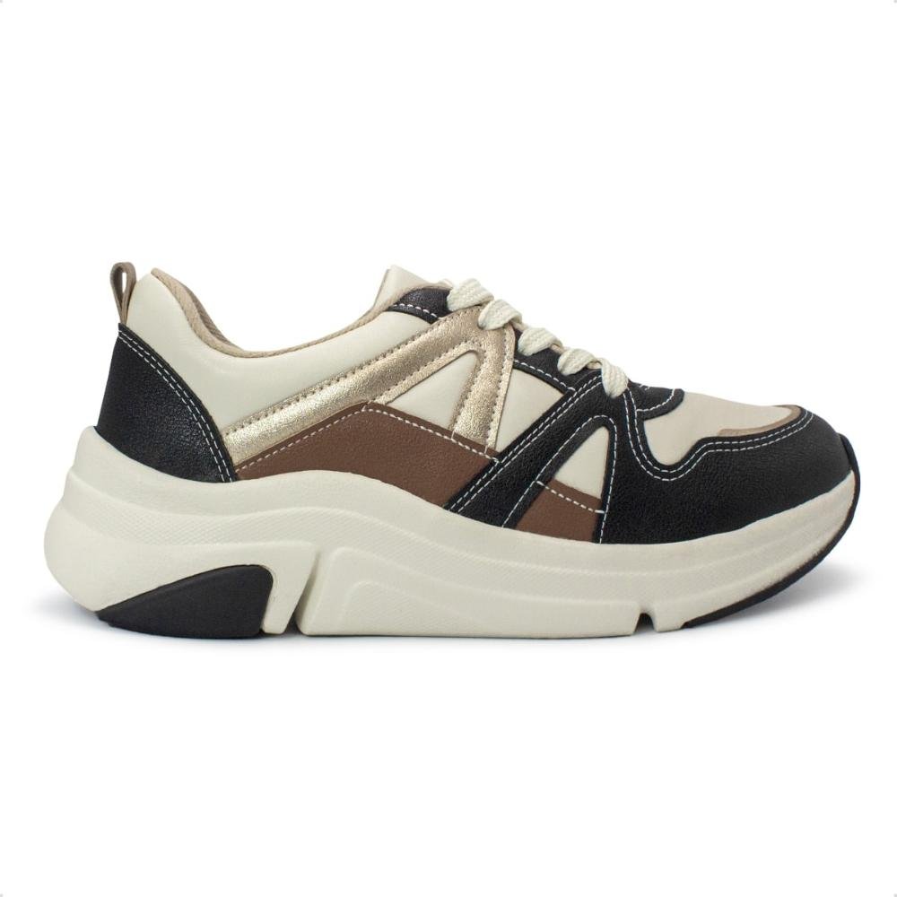 Tênis Modare Feminino Napa Ultraconforto Casual 7401.102 Bege/Preto 1