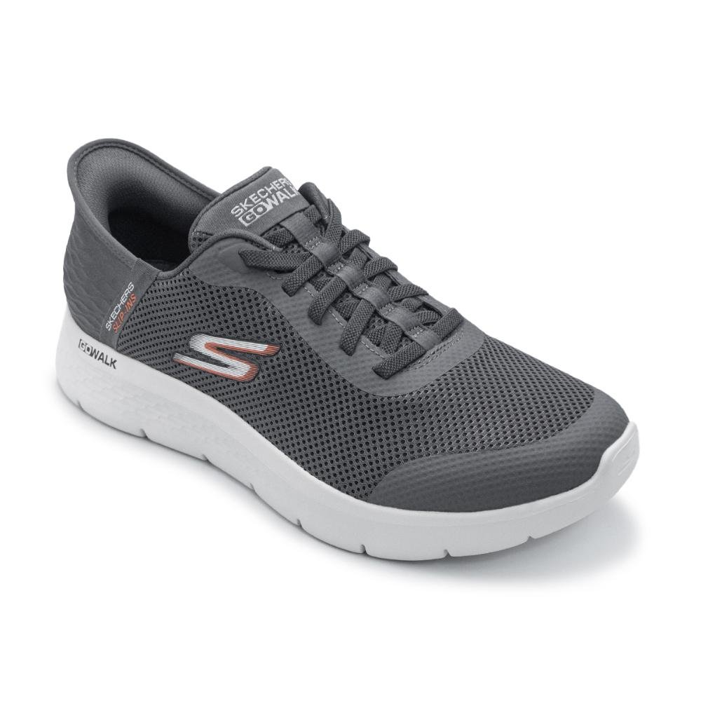 Tênis Skechers Masculino Go Walk Flex - Hands Up Treino Cinza/Laranja 2