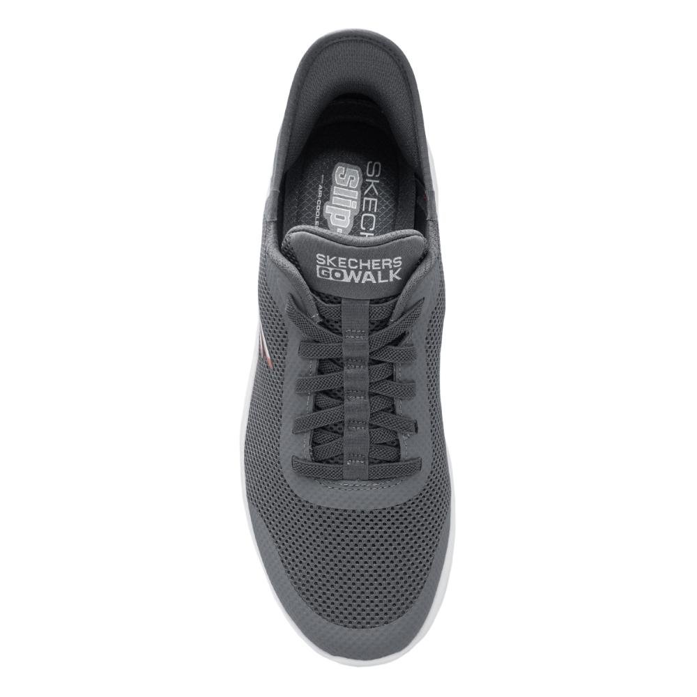 Tênis Skechers Masculino Go Walk Flex - Hands Up Treino Cinza/Laranja 3