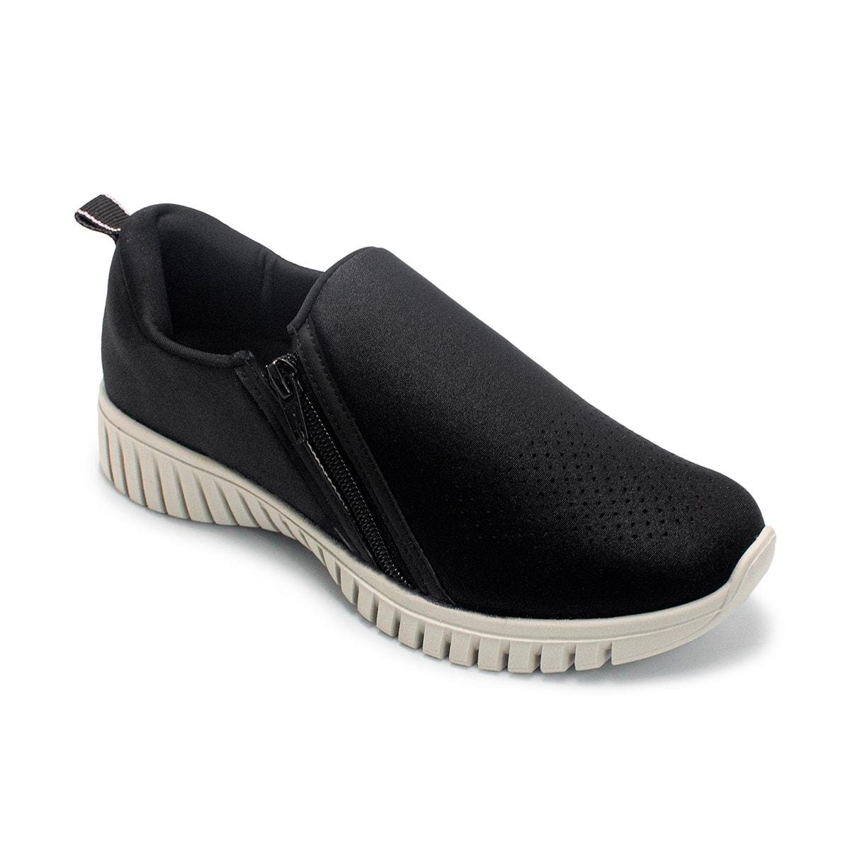 Tênis Usaflex Feminino Slip On Elastano Zíper Casual AE22039 Preto 2