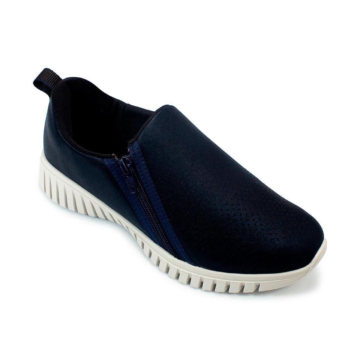 Tênis Usaflex Feminino Slip On Elastano Zíper Casual AE22039 Azul 2