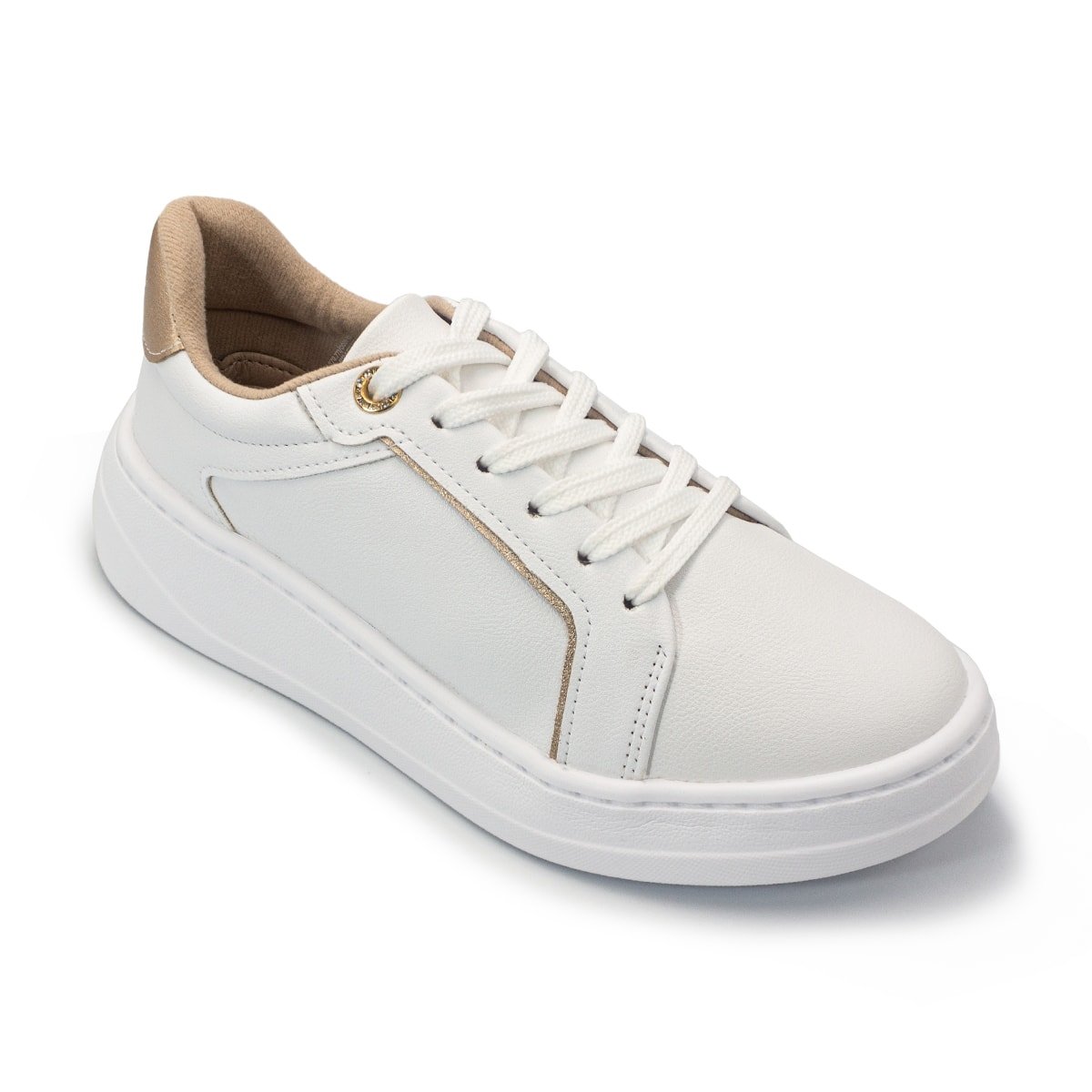 Tênis Modare Feminino Np Floather Ultraconforto Casual Branco/Dourado 2