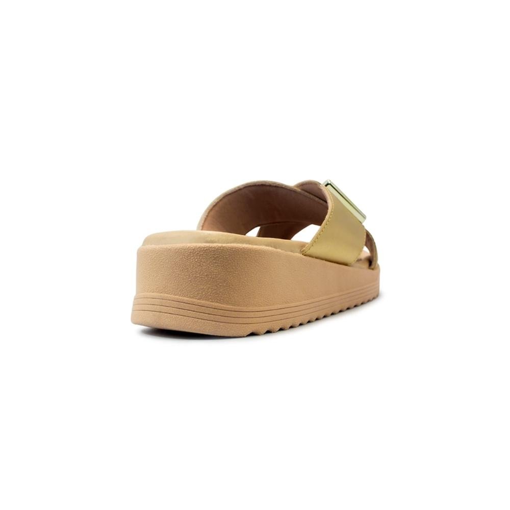 Tamanco Usaflex Feminino Salto Anabela Detalhe Casual MA10003 Dourado 4
