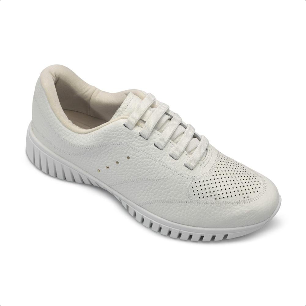 Tênis Usaflex Feminino Couro Detalhe Rebite Casual AE22038 Branco 2