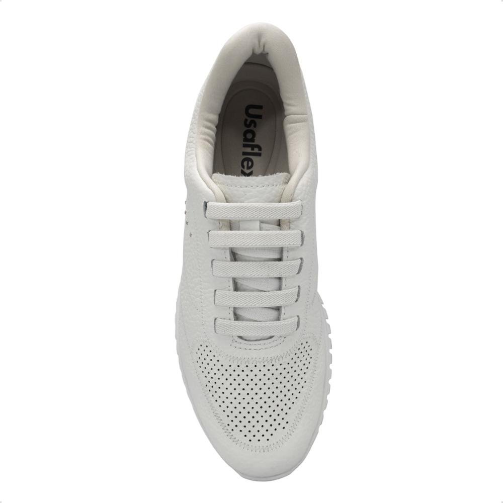 Tênis Usaflex Feminino Couro Detalhe Rebite Casual AE22038 Branco 3