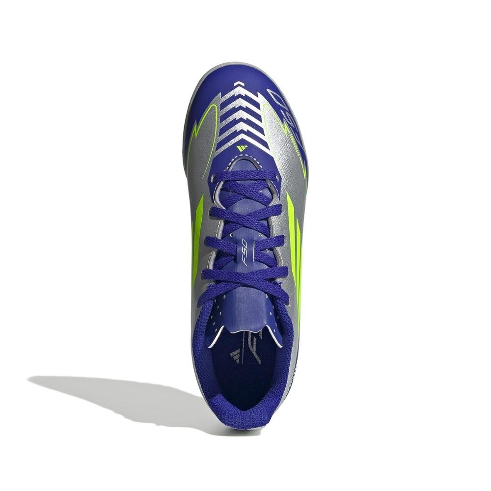 Chuteira Society Adidas F50 Club Messi Infantil Prata/Azul 3