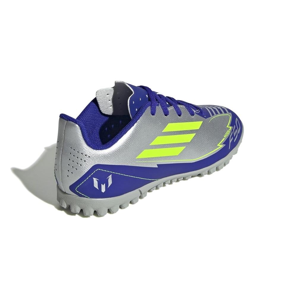 Chuteira Society Adidas F50 Club Messi Infantil Prata/Azul 5