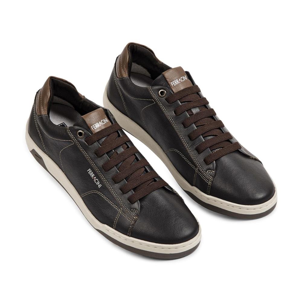 Sapatênis de Couro Ferracini Masculino Lexus 7053-267 Marrom Escuro 2