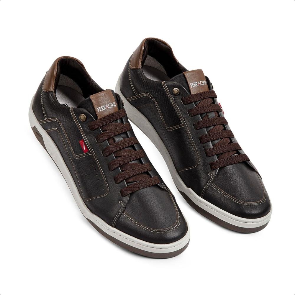 Sapatênis de Couro Ferracini Masculino Lexus 7054-267 Marrom Escuro 2