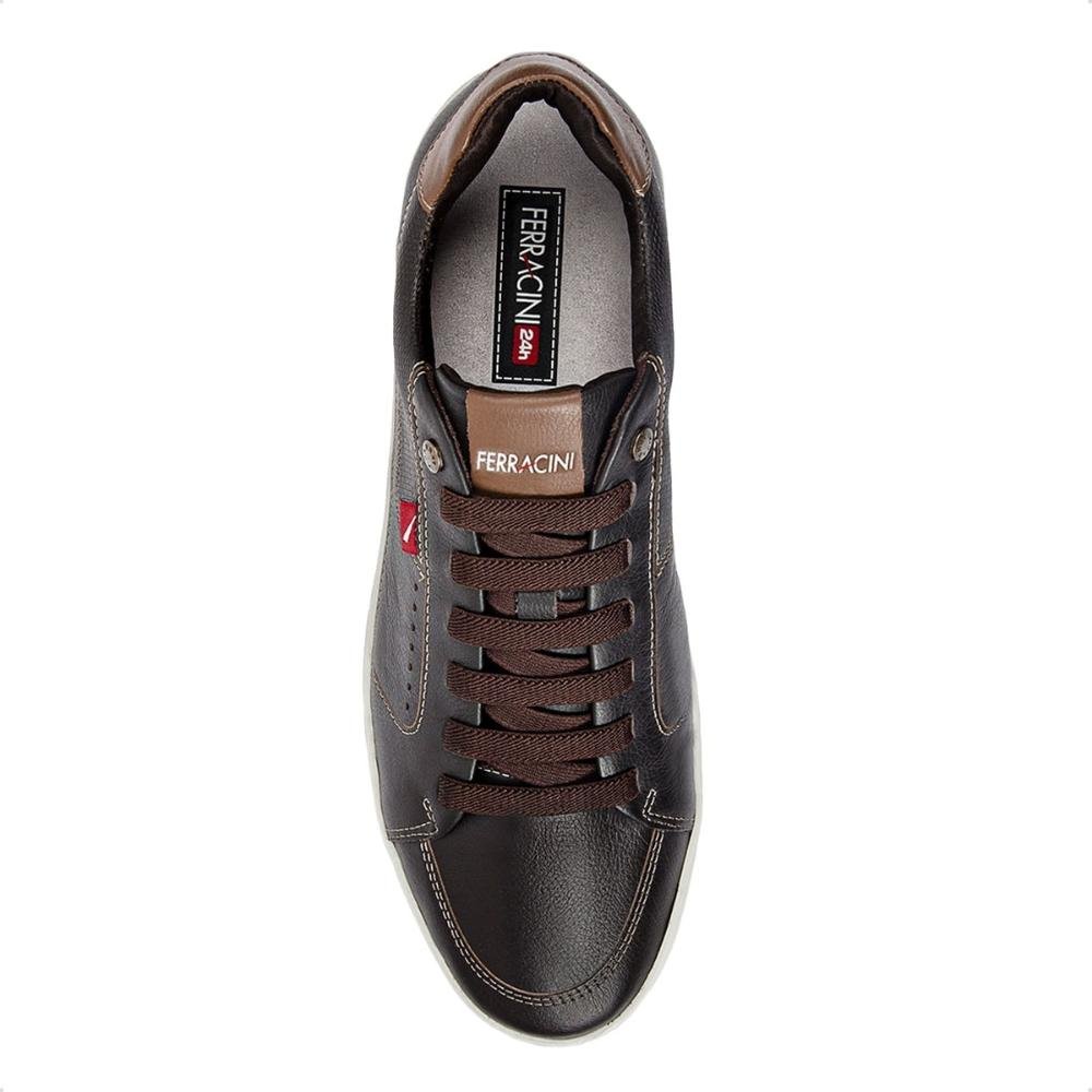 Sapatênis de Couro Ferracini Masculino Lexus 7054-267 Marrom Escuro 3