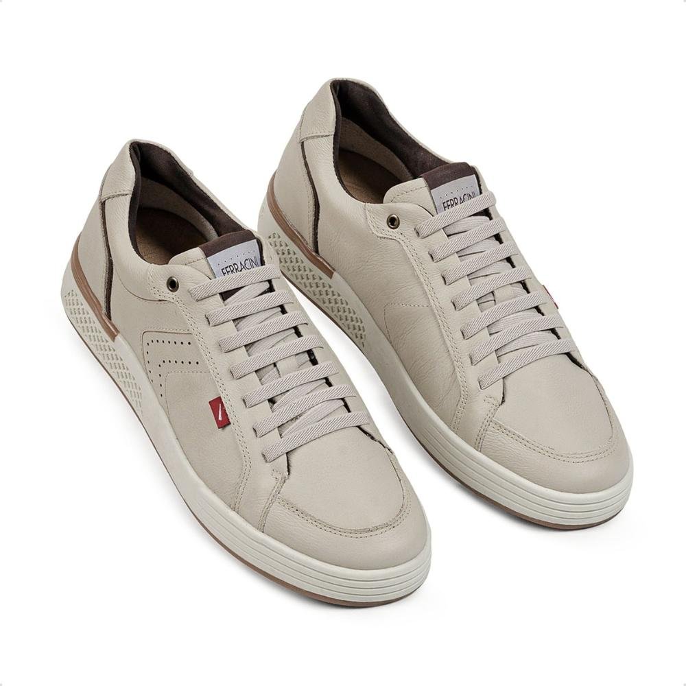 Sapatênis de Couro Ferracini Masculino Clint 8377-705 Cinza Claro 2