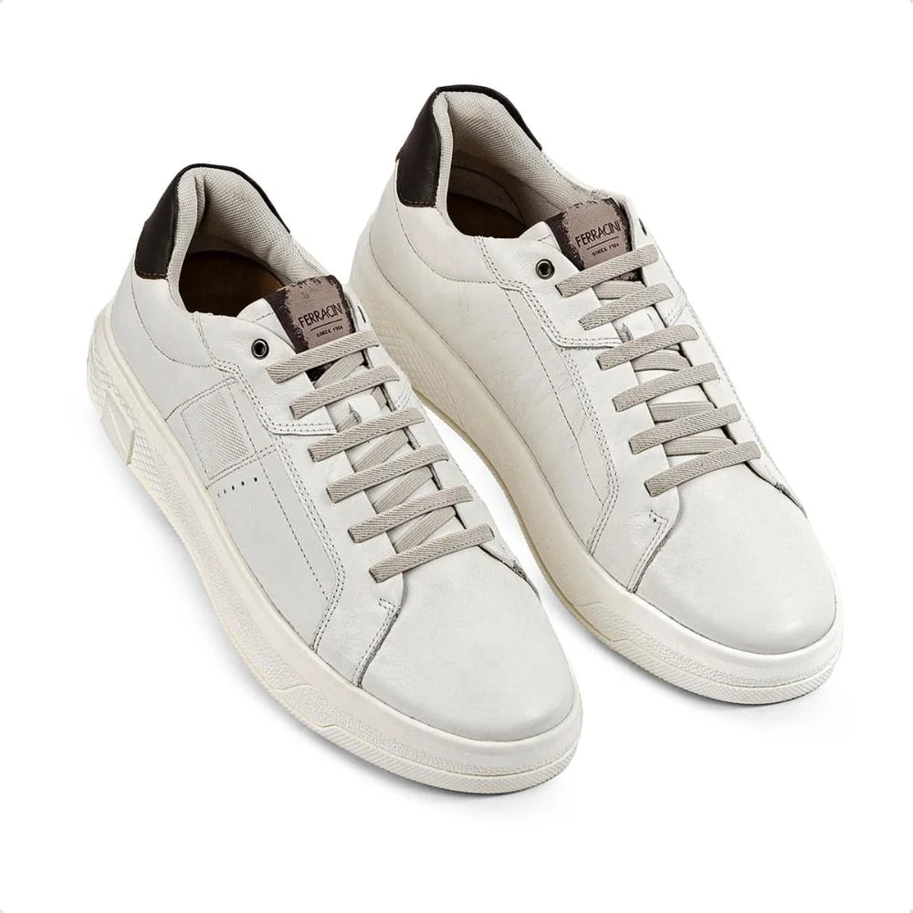 かりん Tênis de Couro Ferracini Masculino Dream 9060-683 Branco