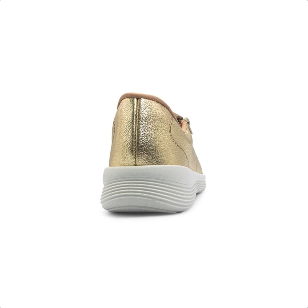 Tênis Usaflex Feminino Zíper Lateral Casual UC06007 Dourado 4