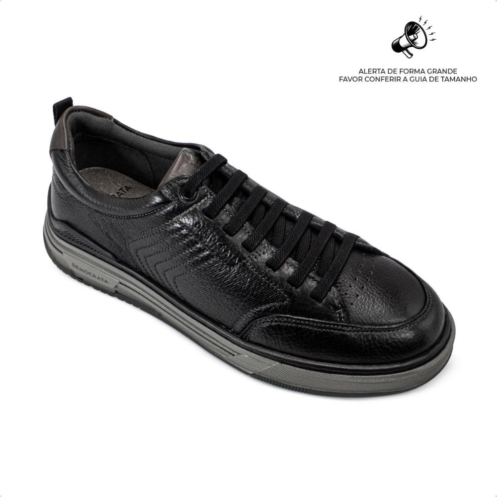 Tênis de Couro Democrata Masculino Dylan 640101 Preto/Marrom 2