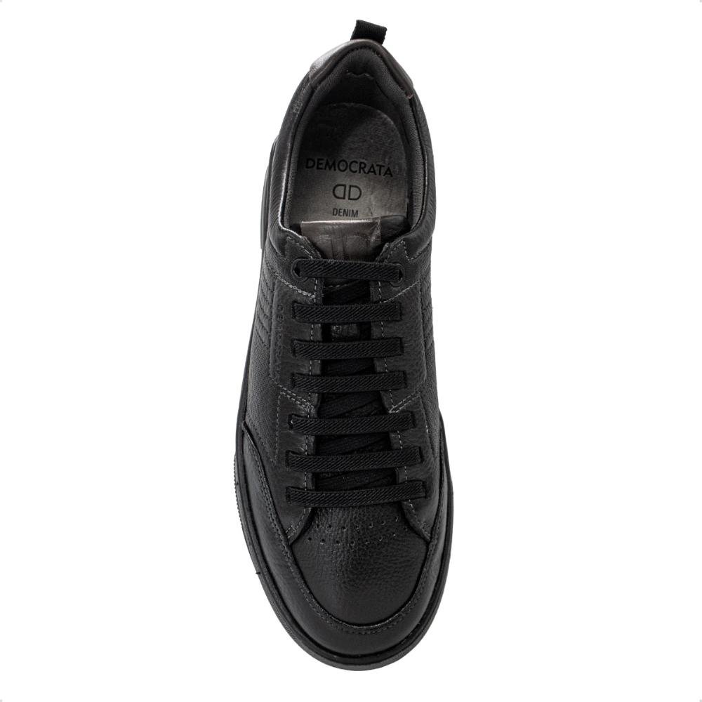 Tênis de Couro Democrata Masculino Dylan 640101 Preto/Marrom 3