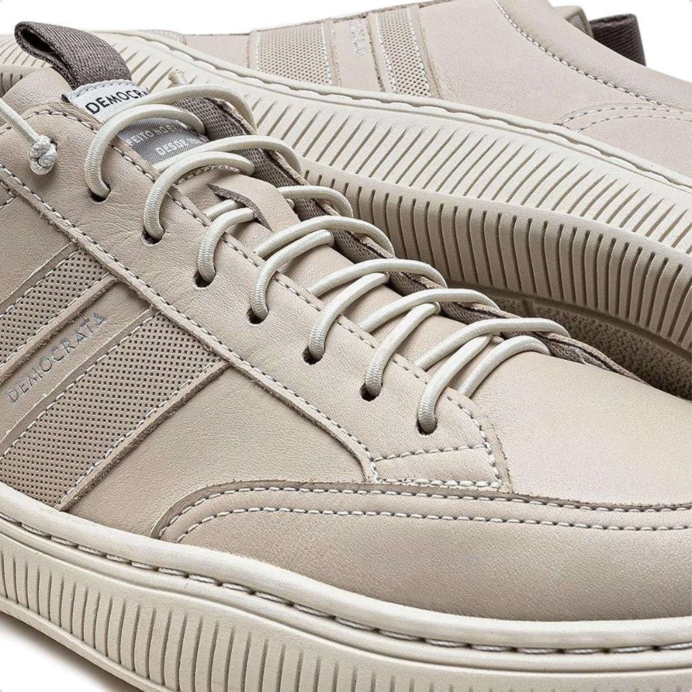 Tênis de Couro Democrata Masculino Denim Vibe 625101 Bege 3
