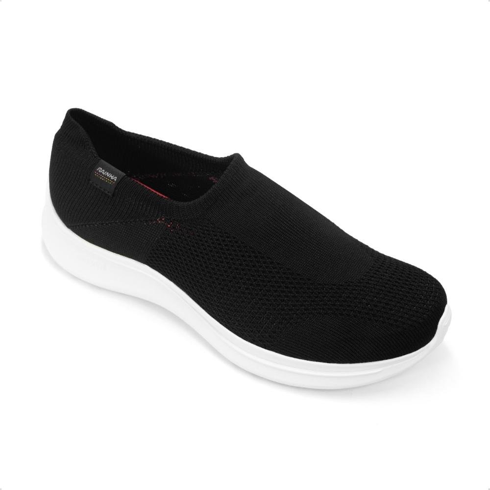 Tênis Rainha Slip On Feminino Charm Preto/Branco 2