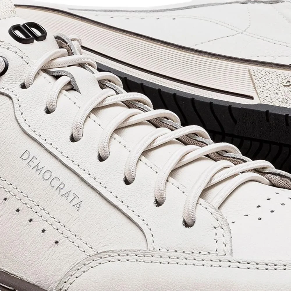 Tênis de Couro Democrata Masculino Denim Foster 640201 Off White/Bege 3