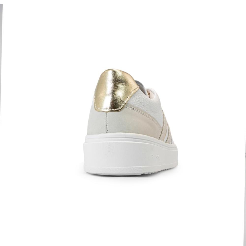 Tênis Pegada Feminino em Couro 211302 Branco/Dourado 4