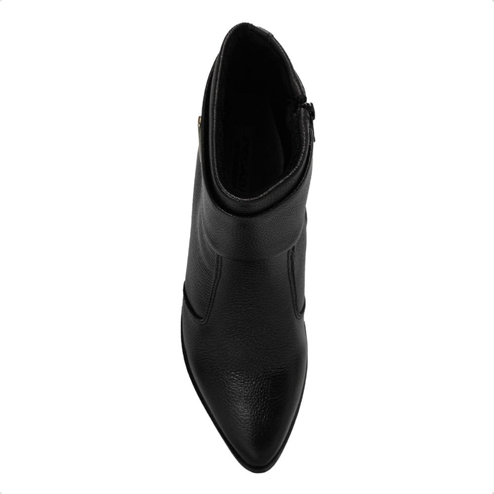 Bota Pegada Feminina Em Couro Salto Bloco Detalhe 280501 Preto 3