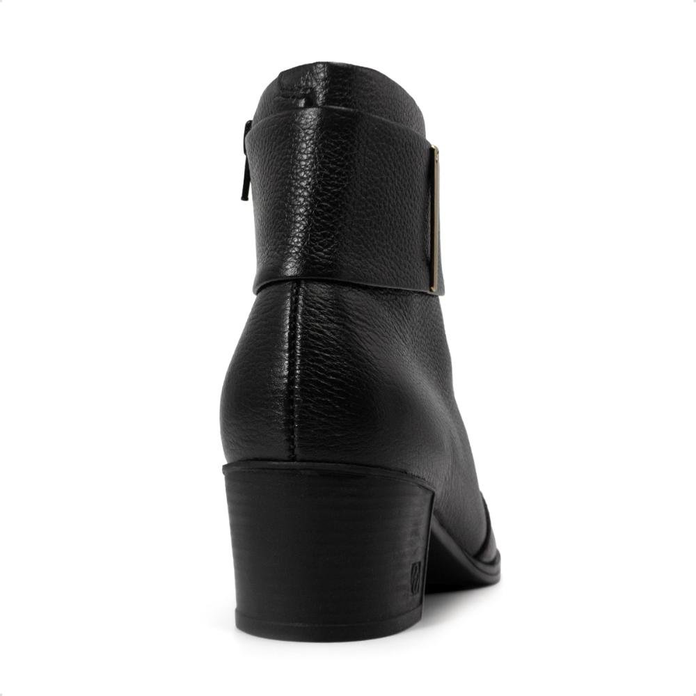 Bota Pegada Feminina Em Couro Salto Bloco Detalhe 280501 Preto 4