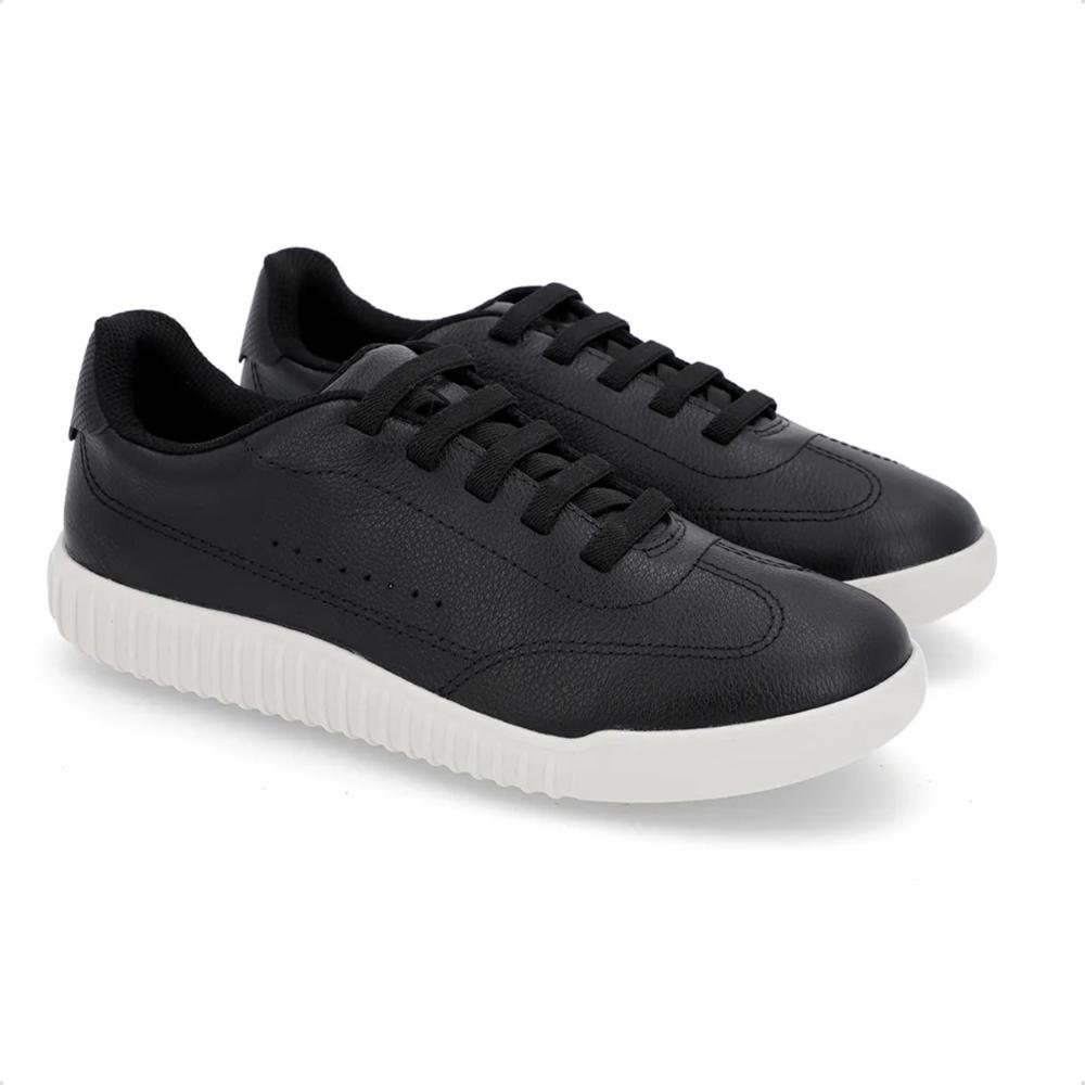 Tênis Usaflex Feminino Couro Cadarço Elástico Casual AN08003 Preto 2