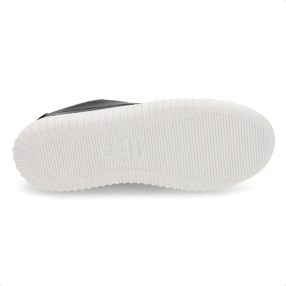 Tênis Usaflex Feminino Couro Cadarço Elástico Casual AN08003 Preto 5