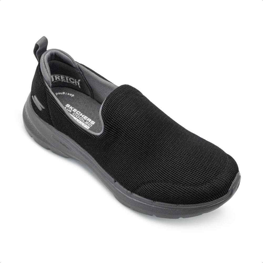 Tênis Skechers Masculino Slip On Go Walk 6 Treino Preto/Grafite 2