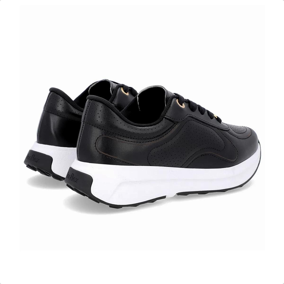 Tênis Usaflex Feminino Couro Casual AK1004 Preto/Branco 4