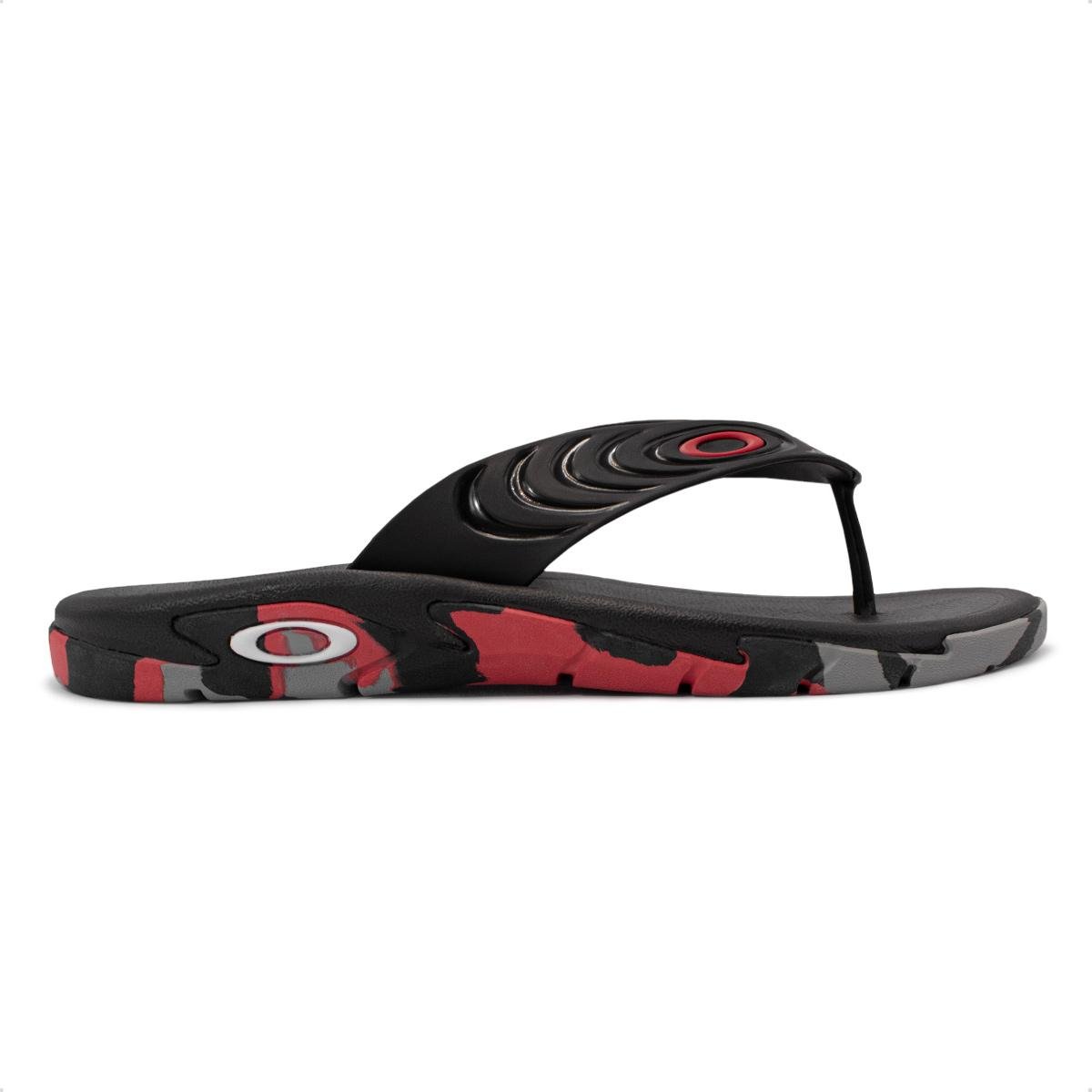 Sandália Oakley Masculina Casual Crowd Camo Preto/Vermelho 3