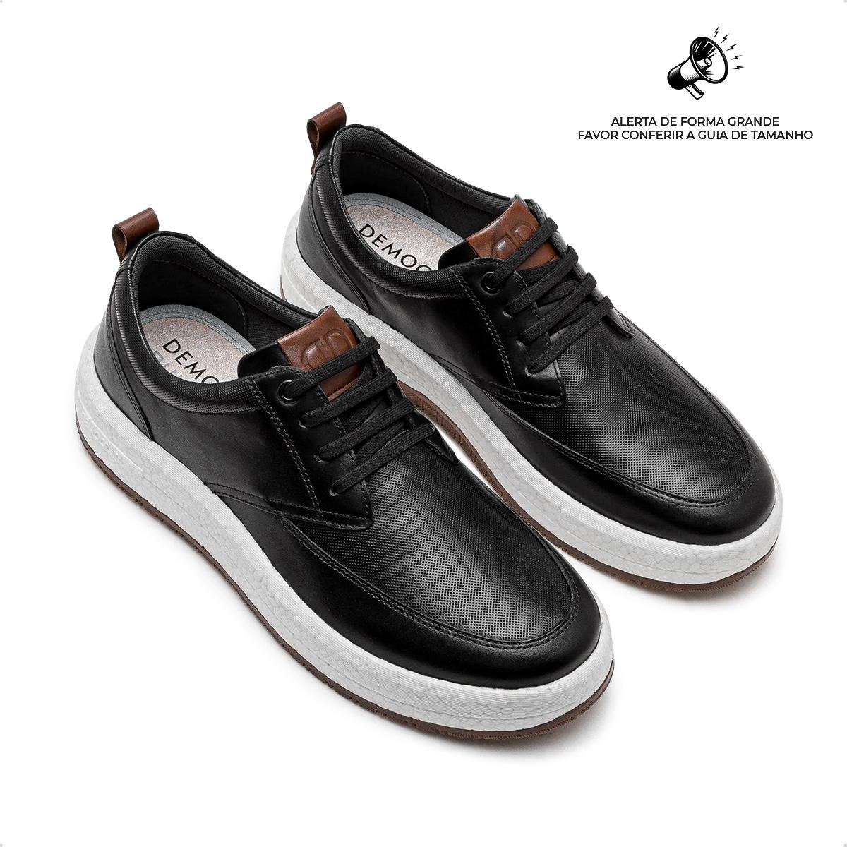 Tênis de Couro Democrata Masculino Drake Pulse 600103 Preto 2
