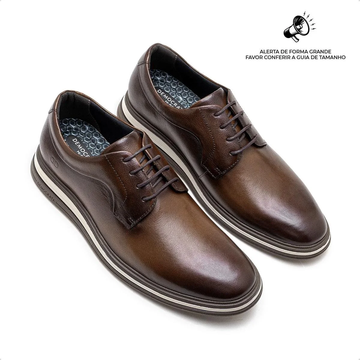 Sapato de Couro Democrata Masculino Dune Hi-Soft 32 298201 Marrom 2