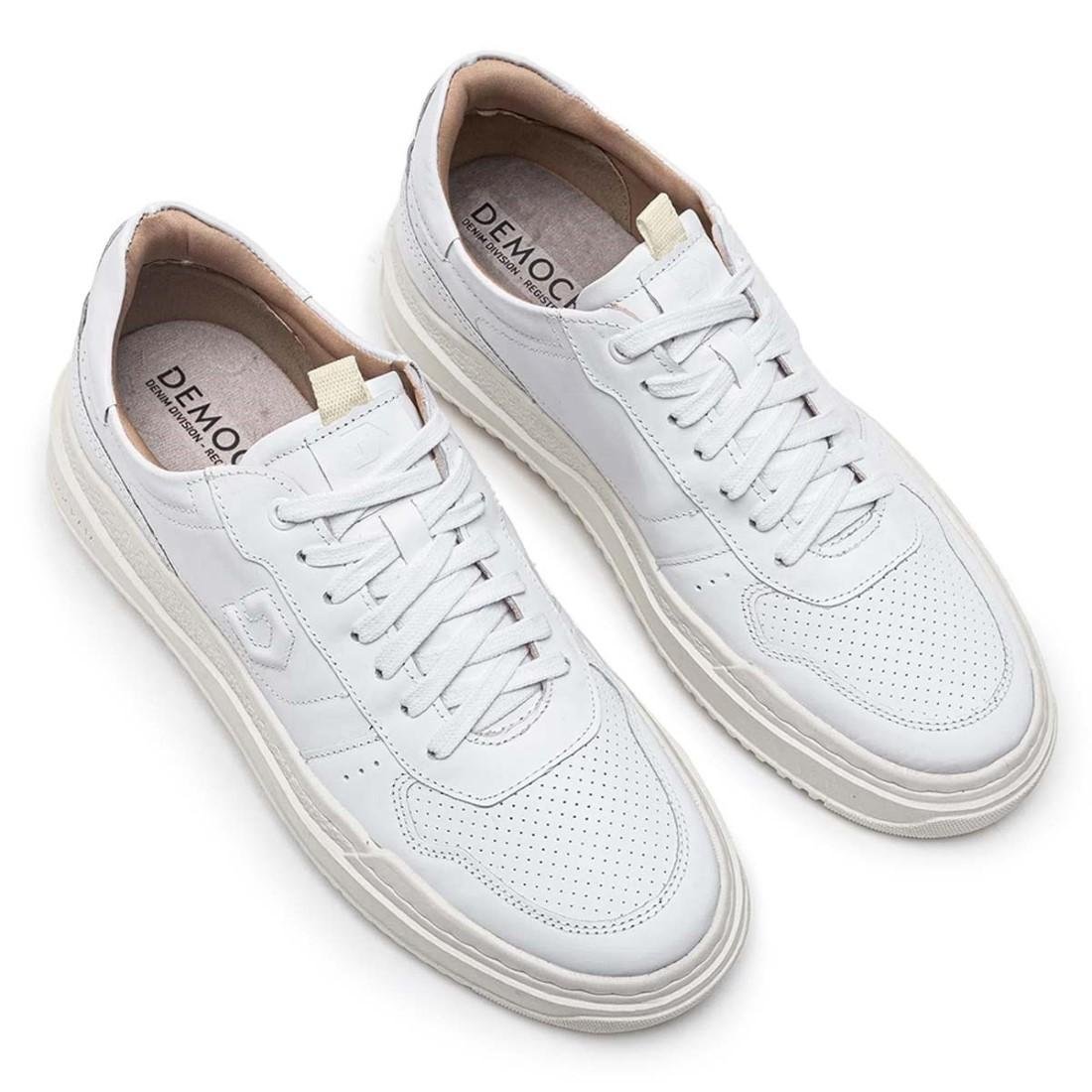 Tênis De Couro Democrata Masculino Denim Block 240501+Cinto Masculino Dupla Face Branco/Preto 2