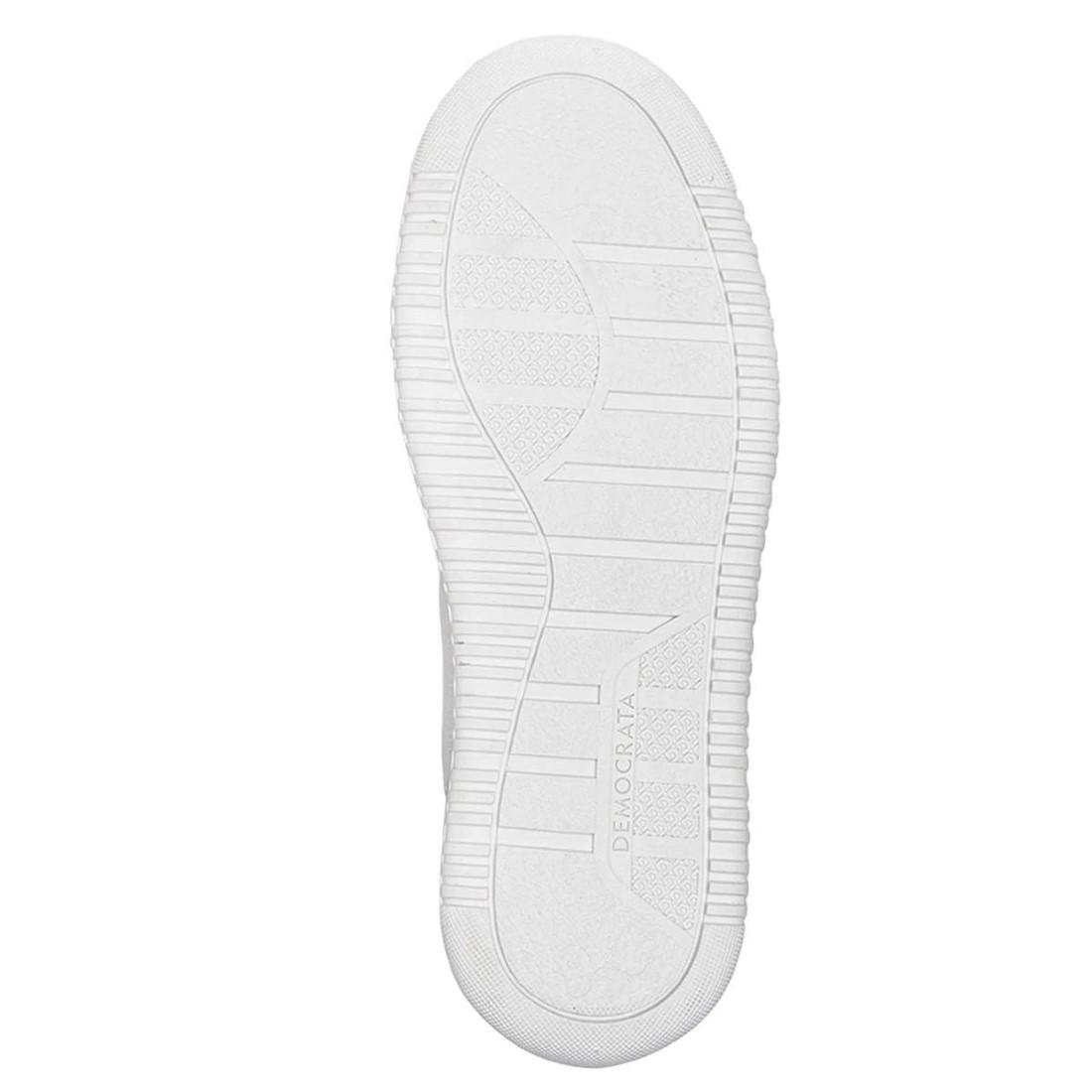 Tênis De Couro Democrata Masculino Denim Block 240501+Cinto Masculino Dupla Face Branco/Preto 4