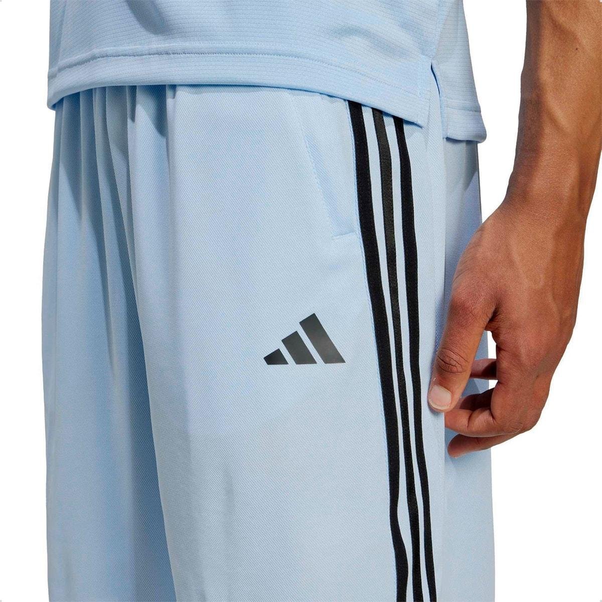 Shorts Adidas Masculino Treino Essentials Piquet 3-Stripes Azul 4