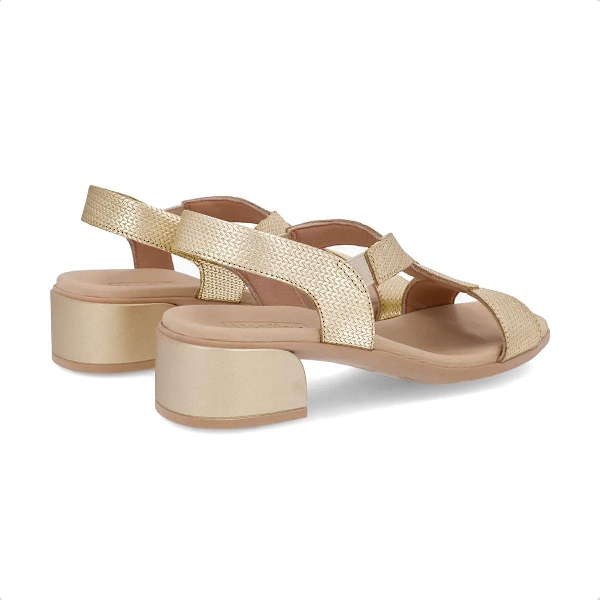 Sandália Usaflex Feminino Bico Quadrado Couro AN27003 Dourado 5
