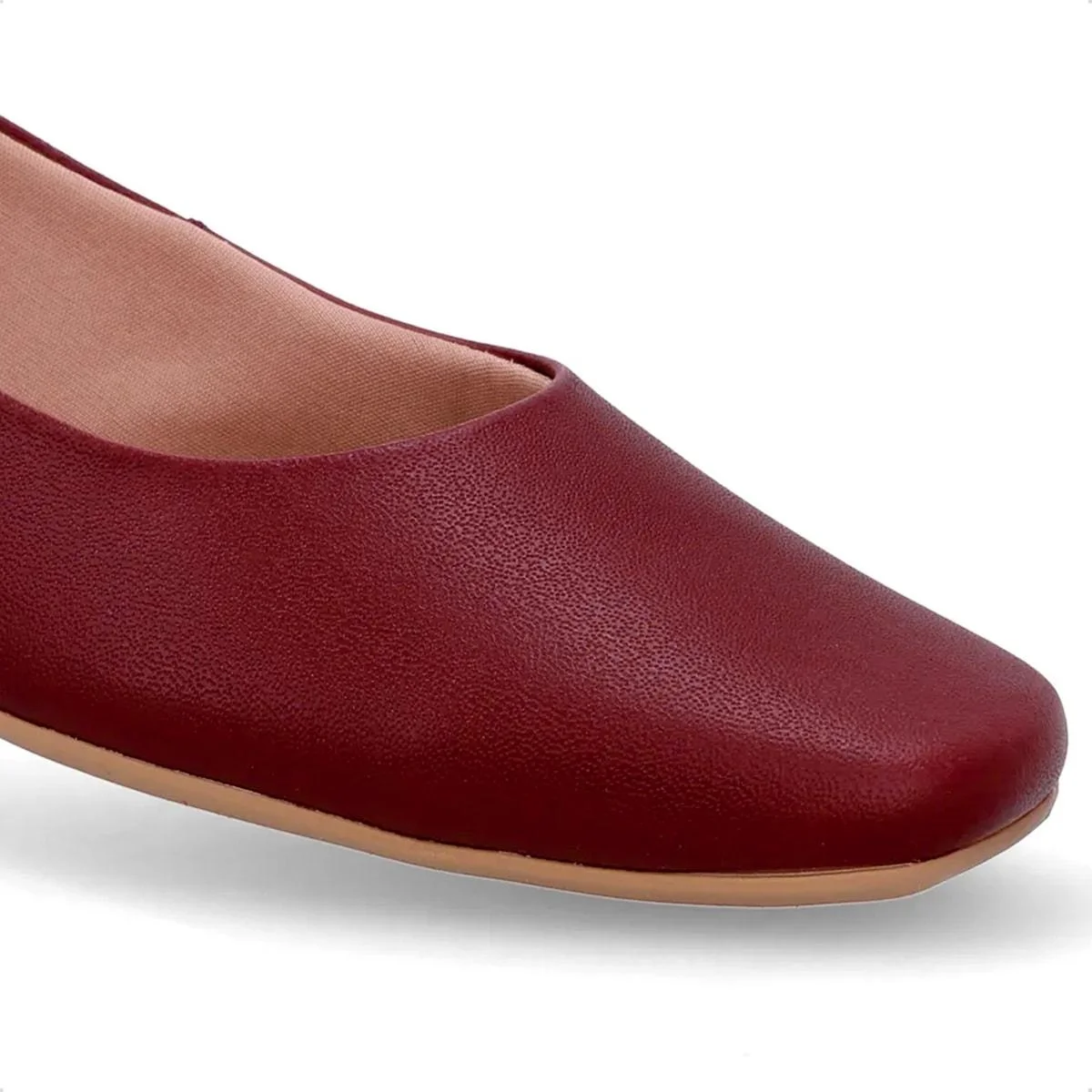 Sapatilha Usaflex Feminina Couro Bico Quadrado UD10001 Vinho 3