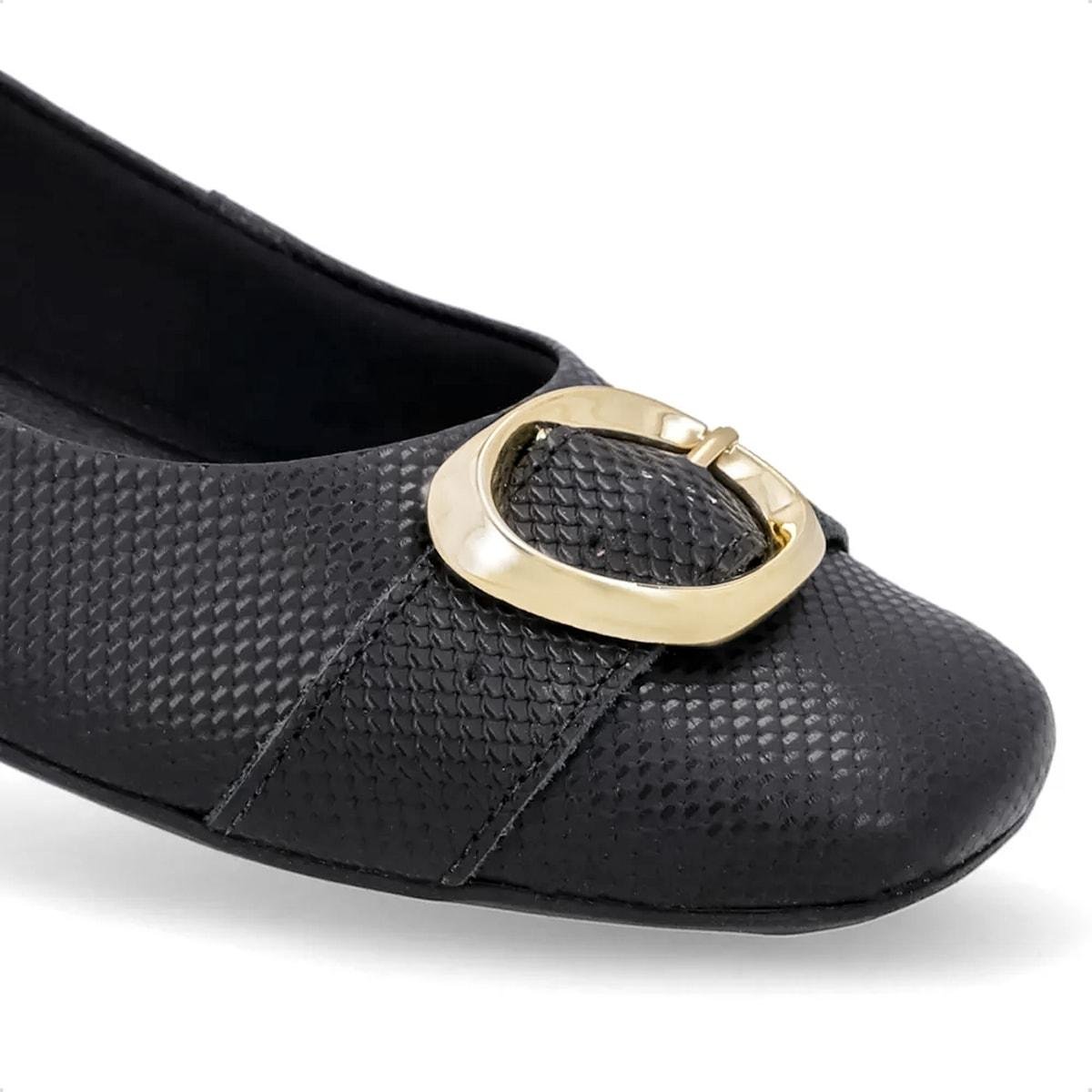 Sapatilha Usaflex Feminina Couro Salto Rasteiro UD10002 Preto 3