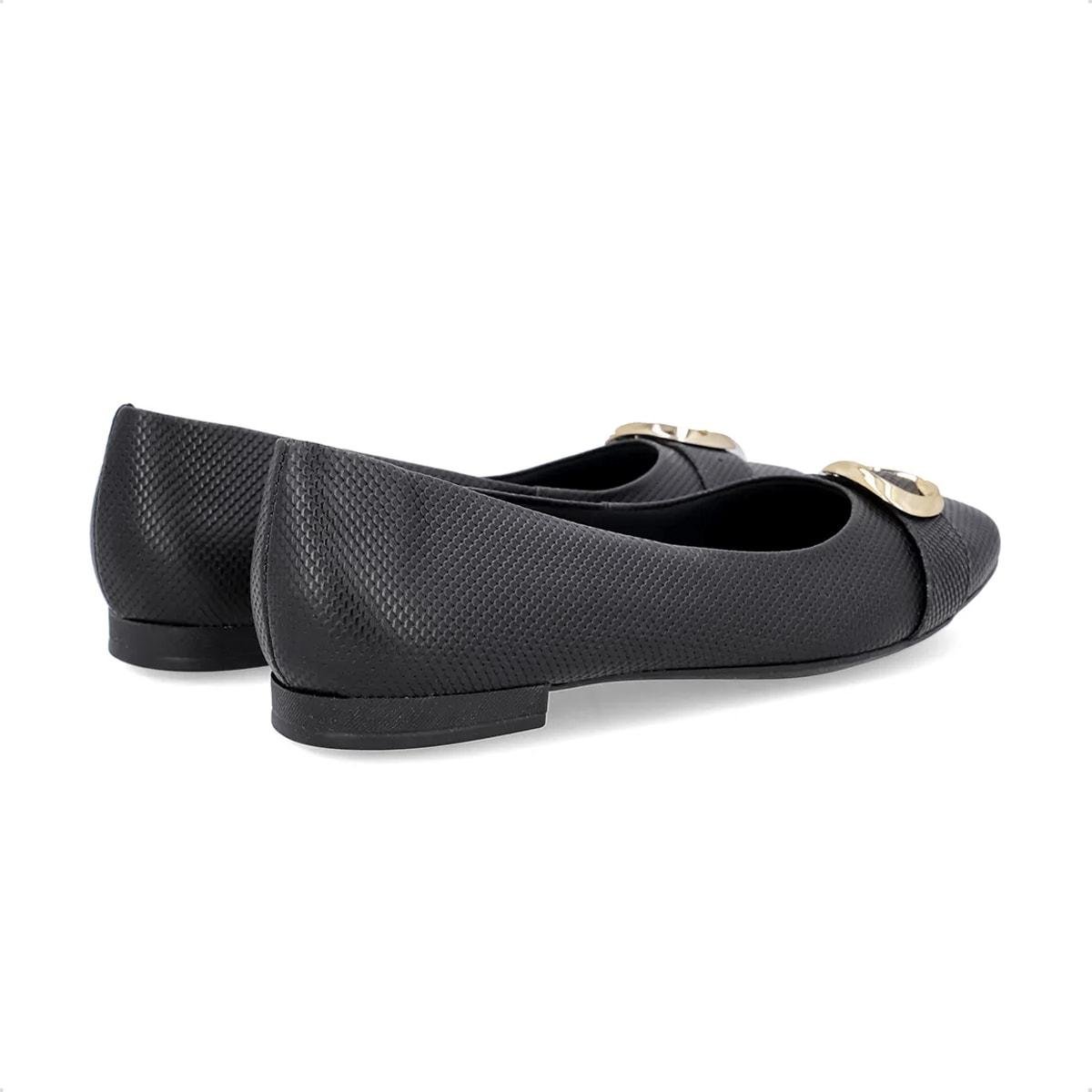 Sapatilha Usaflex Feminina Couro Salto Rasteiro UD10002 Preto 4