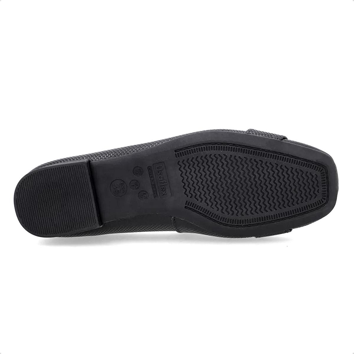 Sapatilha Usaflex Feminina Couro Salto Rasteiro UD10002 Preto 5