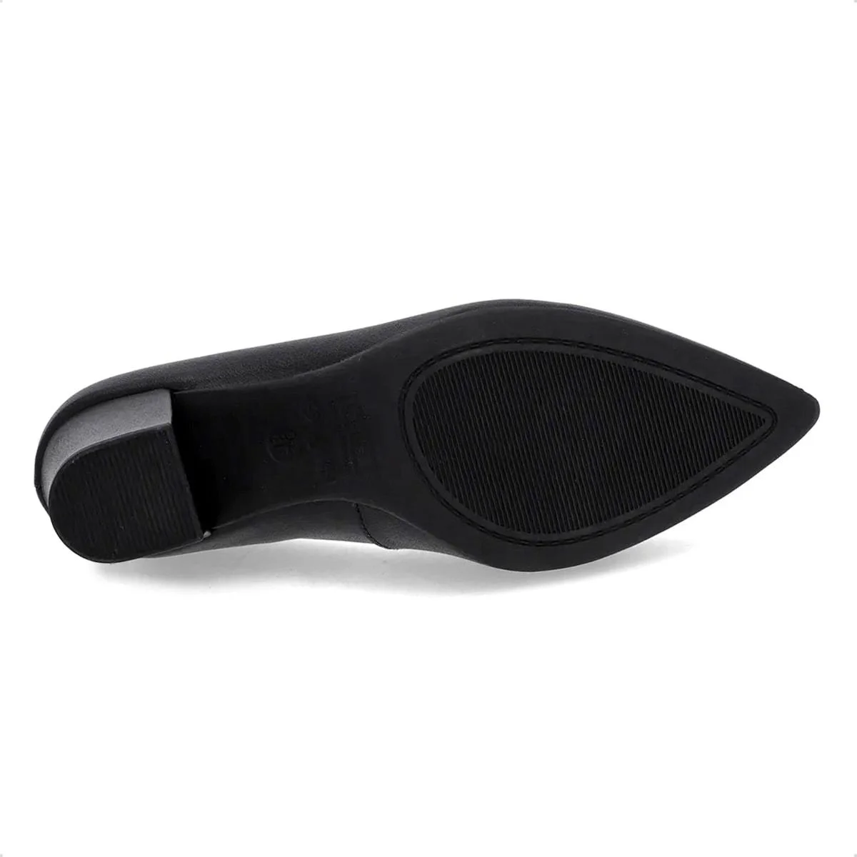 Scarpin Usaflex Feminino Salto Bloco Couro Bico Fino EP02001 Preto 5