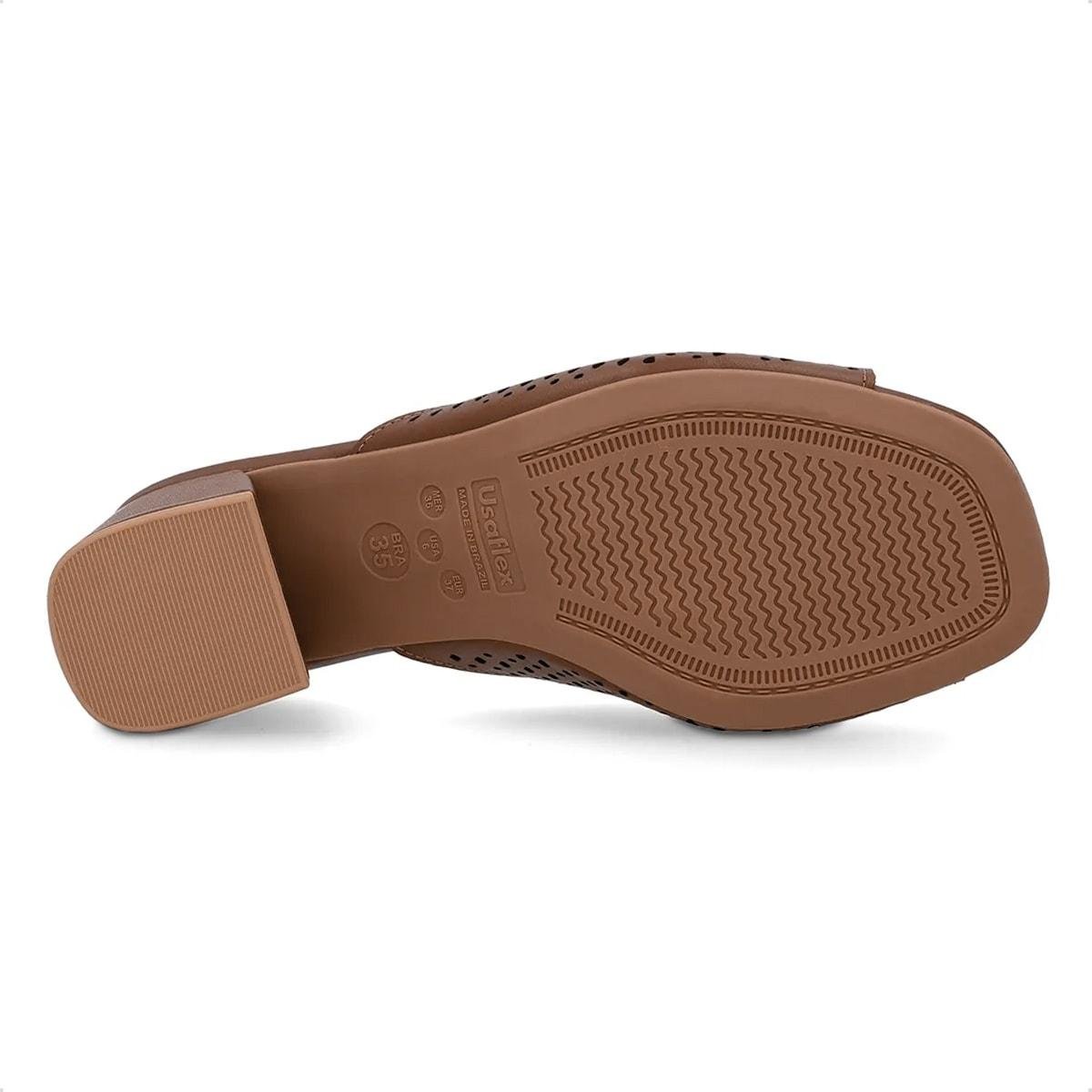 Tamanco Usaflex Feminino Salto Bloco Laser UD09001 Marrom 5