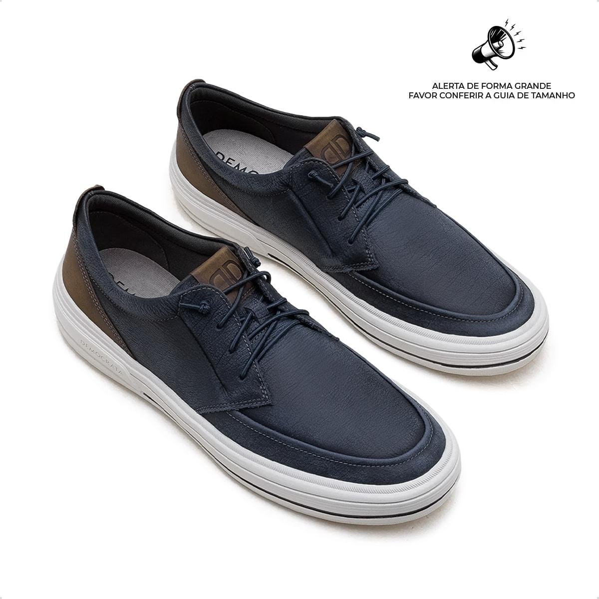 Sapatênis de Couro Democrata Masculino Clay 290302 Azul Marinho 2
