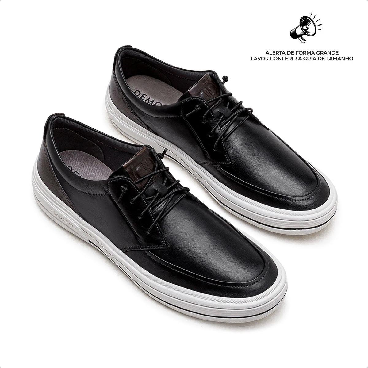 Sapatênis de Couro Democrata Masculino Clay 290302 Preto 2