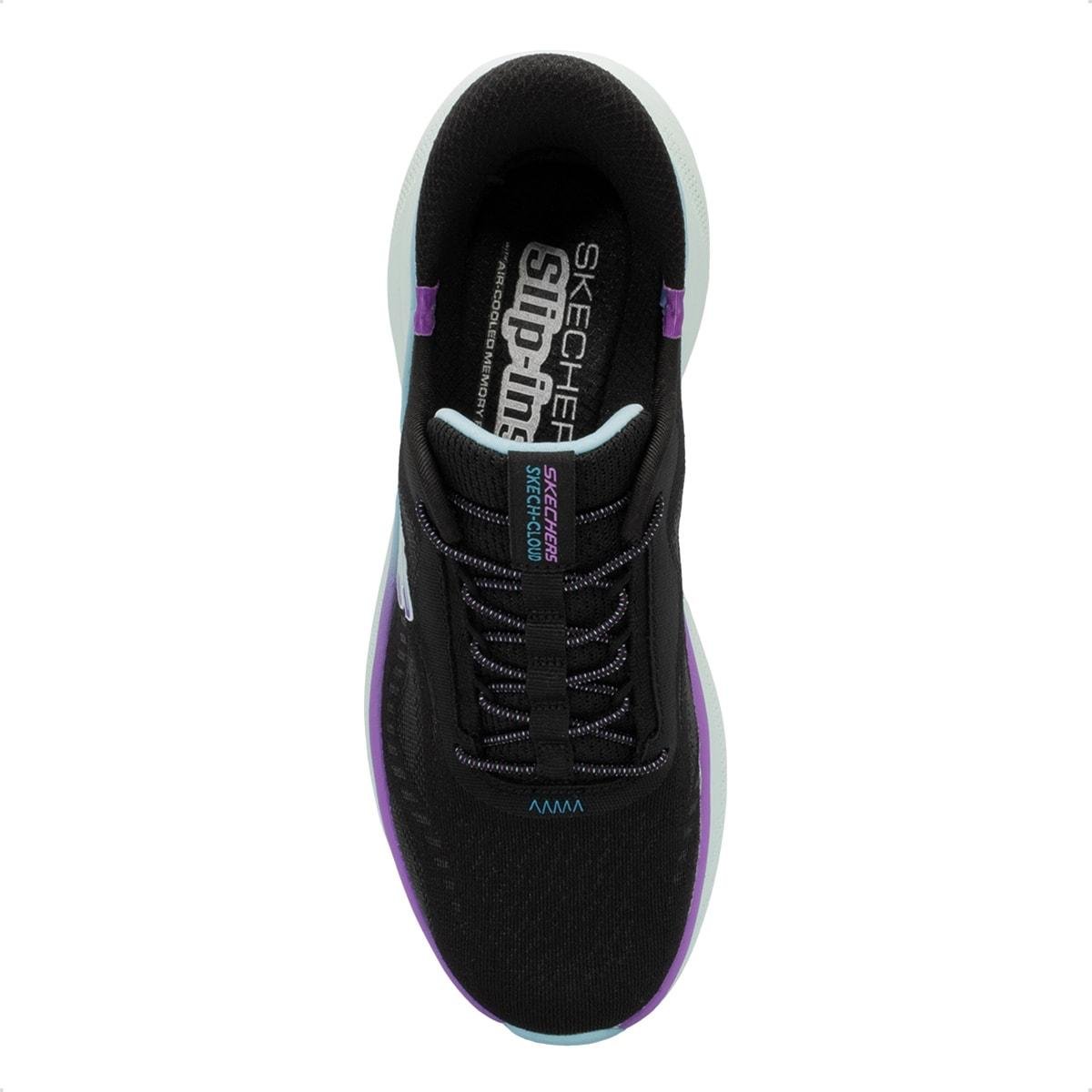 Tênis Skechers Feminino Skech Cloud-Perfectly Plush Preto/Azul Claro 3